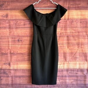 Zara classic Black Off-Shoulder Midi Dress